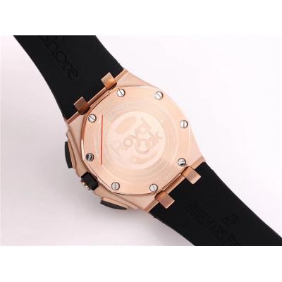 Replica  Royal Oak Japan Quartz chronograph Movement Mens Watch Black  Dial Rubber Strap A A05