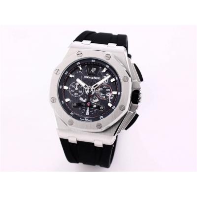 Replica  Royal Oak Japan Quartz chronograph Movement Mens Watch Black  Dial Rubber Strap B A05