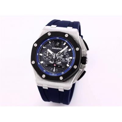 Replica  Royal Oak Japan Quartz chronograph Movement Mens Watch Black  Dial Rubber Strap B A05