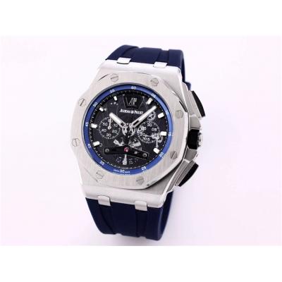 Replica  Royal Oak Japan Quartz chronograph Movement Mens Watch Black  Dial Rubber Strap B A05