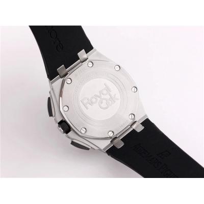 Replica  Royal Oak Japan Quartz chronograph Movement Mens Watch Black  Dial Rubber Strap B A05