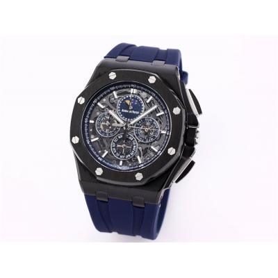 Replica  Royal Oak Japan Quartz chronograph Movement Mens Watch Skeleton Dial Rubber Strap A A06