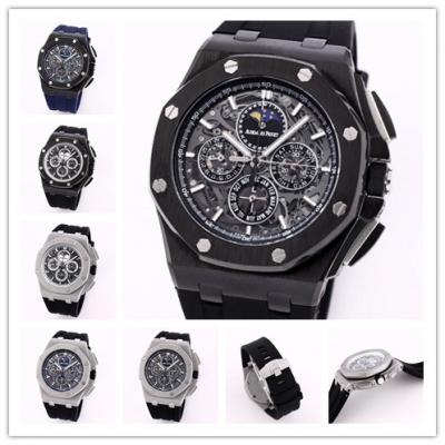 Replica  Royal Oak Japan Quartz chronograph Movement Mens Watch Skeleton Dial Rubber Strap A A06