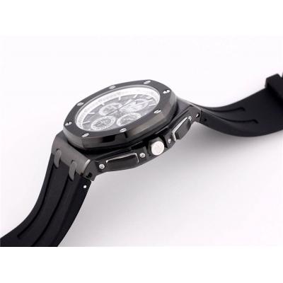 Replica  Royal Oak Japan Quartz chronograph Movement Mens Watch Skeleton Dial Rubber Strap A A06