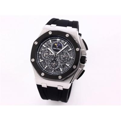 Replica  Royal Oak Japan Quartz chronograph Movement Mens Watch Skeleton Dial Rubber Strap B A06