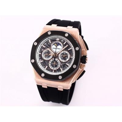 Replica  Royal Oak Japan Quartz chronograph Movement Mens Watch Skeleton Dial Rubber Strap B A06