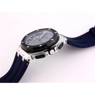 Replica  Royal Oak Japan Quartz chronograph Movement Mens Watch Skeleton Dial Rubber Strap B A06