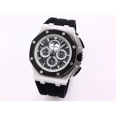 Replica  Royal Oak Japan Quartz chronograph Movement Mens Watch Skeleton Dial Rubber Strap B A06