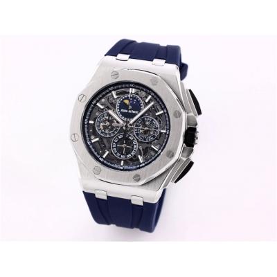 Replica  Royal Oak Japan Quartz chronograph Movement Mens Watch Skeleton Dial Rubber Strap C A06