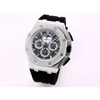 Replica  Royal Oak Japan Quartz chronograph Movement Mens Watch Skeleton Dial Rubber Strap C A06