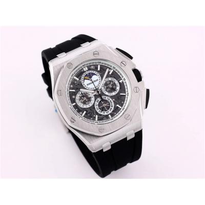 Replica  Royal Oak Japan Quartz chronograph Movement Mens Watch Skeleton Dial Rubber Strap C A06