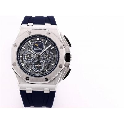 Replica  Royal Oak Japan Quartz chronograph Movement Mens Watch Skeleton Dial Rubber Strap C A06