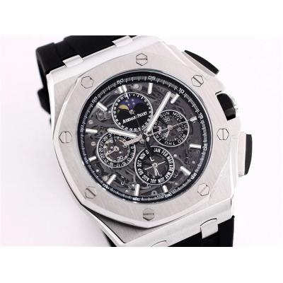 Replica  Royal Oak Japan Quartz chronograph Movement Mens Watch Skeleton Dial Rubber Strap C A06