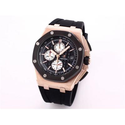 Replica  Royal Oak Japan Quartz chronograph Movement Mens Watch Black Dial Rubber Strap B A09