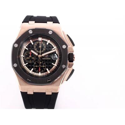 Replica  Royal Oak Japan Quartz chronograph Movement Mens Watch Black Dial Rubber Strap B A09