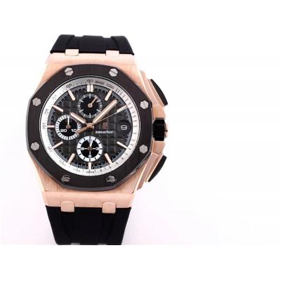 Replica  Royal Oak Japan Quartz chronograph Movement Mens Watch Black Dial Rubber Strap B A09