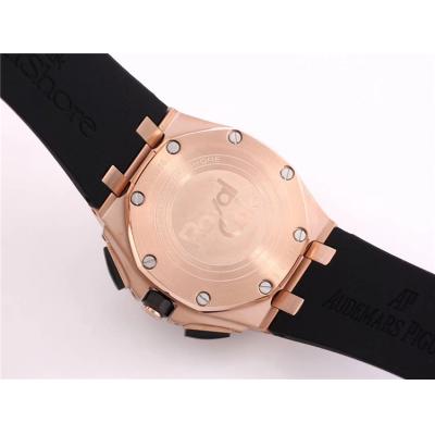 Replica  Royal Oak Japan Quartz chronograph Movement Mens Watch Black Dial Rubber Strap B A09