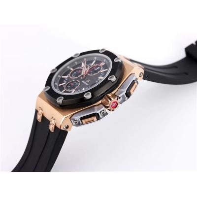 Replica  Royal Oak Japan Quartz chronograph Movement Mens Watch Black Dial Rubber Strap  A15