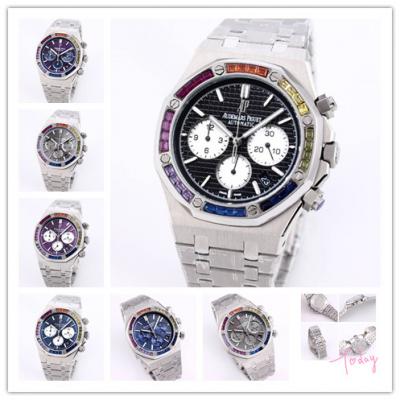 Replica  Royal Oak Japan Quartz chronograph Movement Mens Watch Black Dial Stainless steel A A24