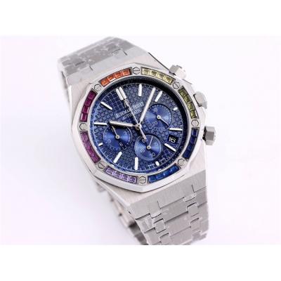 Replica  Royal Oak Japan Quartz chronograph Movement Mens Watch Black Dial Stainless steel A A24