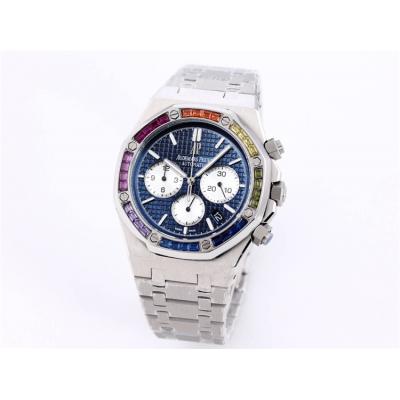 Replica  Royal Oak Japan Quartz chronograph Movement Mens Watch Black Dial Stainless steel A A24