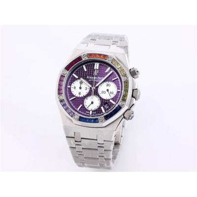 Replica  Royal Oak Japan Quartz chronograph Movement Mens Watch Black Dial Stainless steel A A24