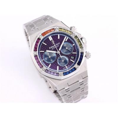 Replica  Royal Oak Japan Quartz chronograph Movement Mens Watch Black Dial Stainless steel A A24