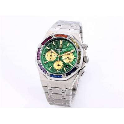 Replica  Royal Oak Japan Quartz chronograph Movement Mens Watch Green Dial Stainless steel B A24