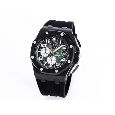 Replica  Royal Oak Japan Quartz chronograph Movement Mens Watch  Green Dial Rubber Strap A A25