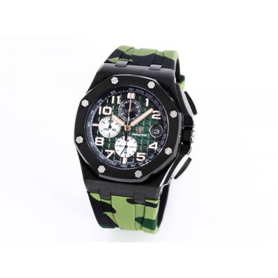 Replica  Royal Oak Japan Quartz chronograph Movement Mens Watch  Green Dial Rubber Strap A A25