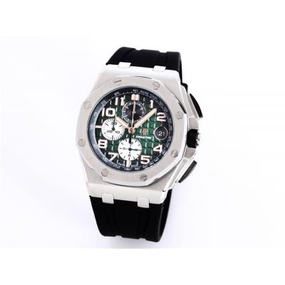 Replica  Royal Oak Japan Quartz chronograph Movement Mens Watch  Green Dial Rubber Strap A A25