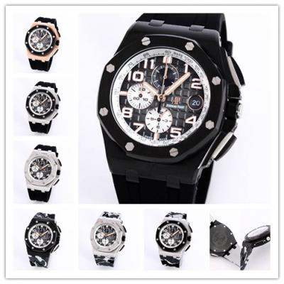 Replica  Royal Oak Japan Quartz chronograph Movement Mens Watch Black  Dial Rubber Strap B A25