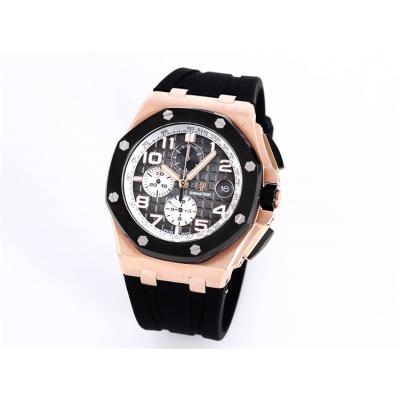 Replica  Royal Oak Japan Quartz chronograph Movement Mens Watch Black  Dial Rubber Strap B A25