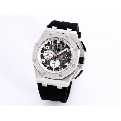 Replica  Royal Oak Japan Quartz chronograph Movement Mens Watch Black  Dial Rubber Strap B A25