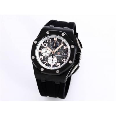 Replica  Royal Oak Japan Quartz chronograph Movement Mens Watch Black  Dial Rubber Strap B A25