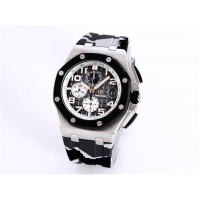 Replica  Royal Oak Japan Quartz chronograph Movement Mens Watch Black  Dial Rubber Strap B A25