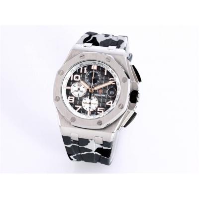 Replica  Royal Oak Japan Quartz chronograph Movement Mens Watch Black  Dial Rubber Strap B A25