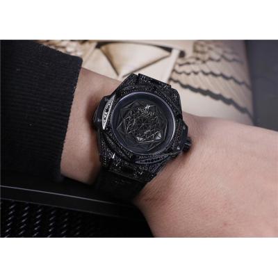 Replica Big  Bang A21J  Automatic Movement Mens Watch Skeleton Dial Rubber Strap E05