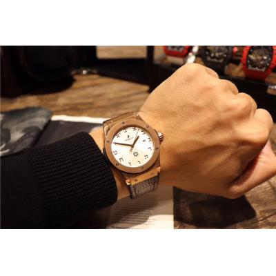 Replica Classic Fusion A21J  Automatic Movement Mens Watch White Dial Leather Strap E13