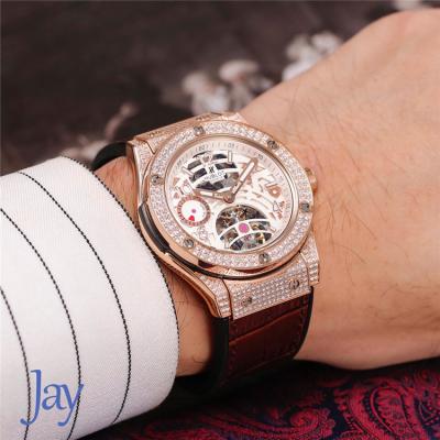 Replica Big Bang  A21J  Automatic Movement Mens Watch Skeleton Dial Leather Strap A G03