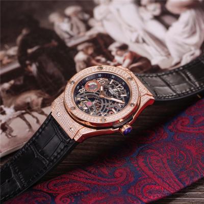 Replica Big Bang  A21J  Automatic Movement Mens Watch Skeleton Dial Leather Strap A G03