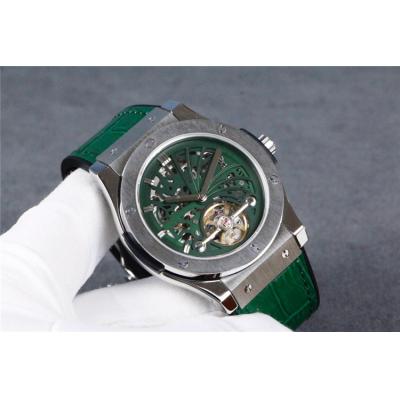 Replica Classic Fusion A21J  Automatic Movement Mens Watch Green Dial Leather Strap A  G12