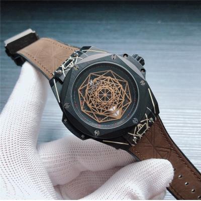 Replica Big Bang Japan  Quartz  Movement Mens Watch   Skeleton Dial Leather  Strap  G19