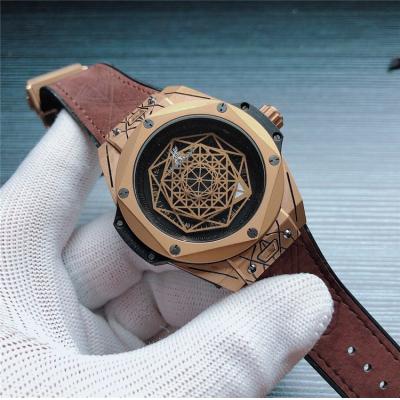 Replica Big Bang Japan  Quartz  Movement Mens Watch   Skeleton Dial Leather  Strap  G19