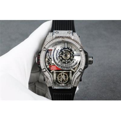 Replica Big Bang MP-09 TOURBILLON BI-AXIS  A21J  Automatic  Movement  Mens Watch  Skeleton Dial  Rubber  Strap  G24