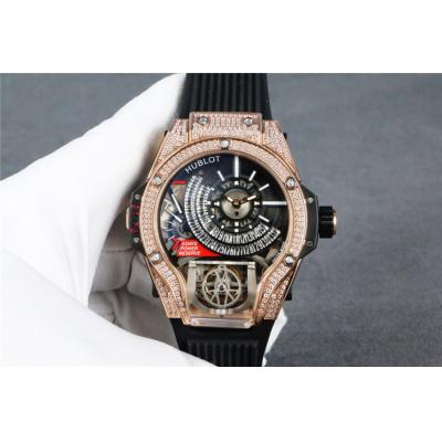 Replica Big Bang MP-09 TOURBILLON BI-AXIS  A21J  Automatic  Movement  Mens Watch  Skeleton Dial  Rubber  Strap  G24