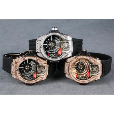 Replica Big Bang MP-09 TOURBILLON BI-AXIS  A21J  Automatic  Movement  Mens Watch  Skeleton Dial  Rubber  Strap  G24