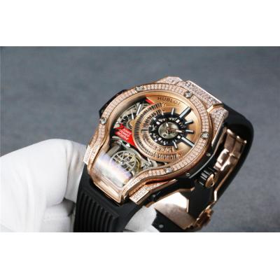 Replica Big Bang MP-09 TOURBILLON BI-AXIS  A21J  Automatic  Movement  Mens Watch  Skeleton Dial  Rubber  Strap  G24