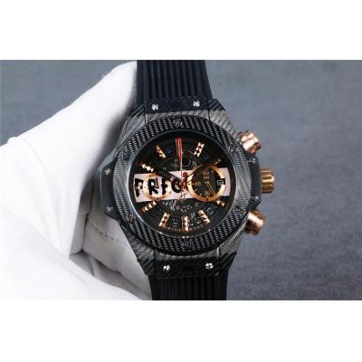 Replica Classic Fusion  Japan  Quartz  chronograph Movement Mens Watch Skeleton Dial  Rubber  Strap  G29