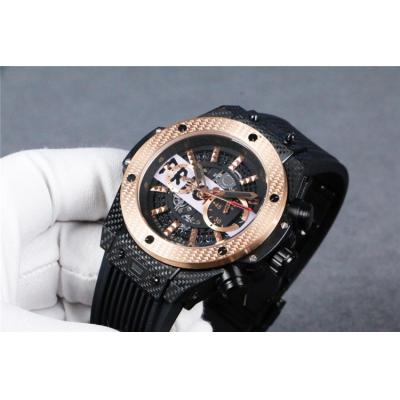 Replica Classic Fusion  Japan  Quartz  chronograph Movement Mens Watch Skeleton Dial  Rubber  Strap  G29